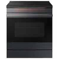 Samsung - Bespoke 6.3 Cu. Ft. Slide-In Electric Induction Range with Ambient Edge Lighting - Matte Black Steel - Front_Zoom