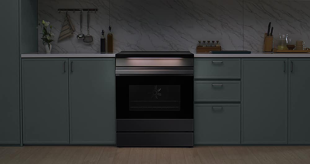Alt View 25. Samsung - Bespoke 6.3 Cu. Ft. Slide-In Electric Induction Range with Ambient Edge Lighting - Matte Black Steel.