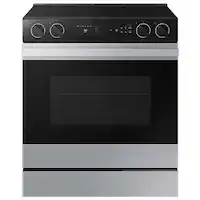 Samsung - Bespoke 6.3 Cu. Ft. Slide-In Electric Range with Smart Oven Camera - Stainless Steel - Front_Zoom