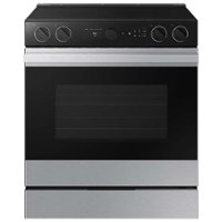 Samsung - Bespoke 6.3 Cu. Ft. Slide-In Electric Range with Smart Oven Camera - Stainless Steel - Front_Zoom