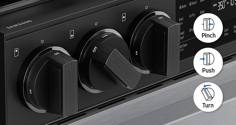 SAMSUNG O Off Lite Off LO Off Bakc Roast Bake 350' AM & Bake Keep Air Fry Broil no De Dehy Cook St read Pinch Time roof elf Clean 3/5h Push LO Turn