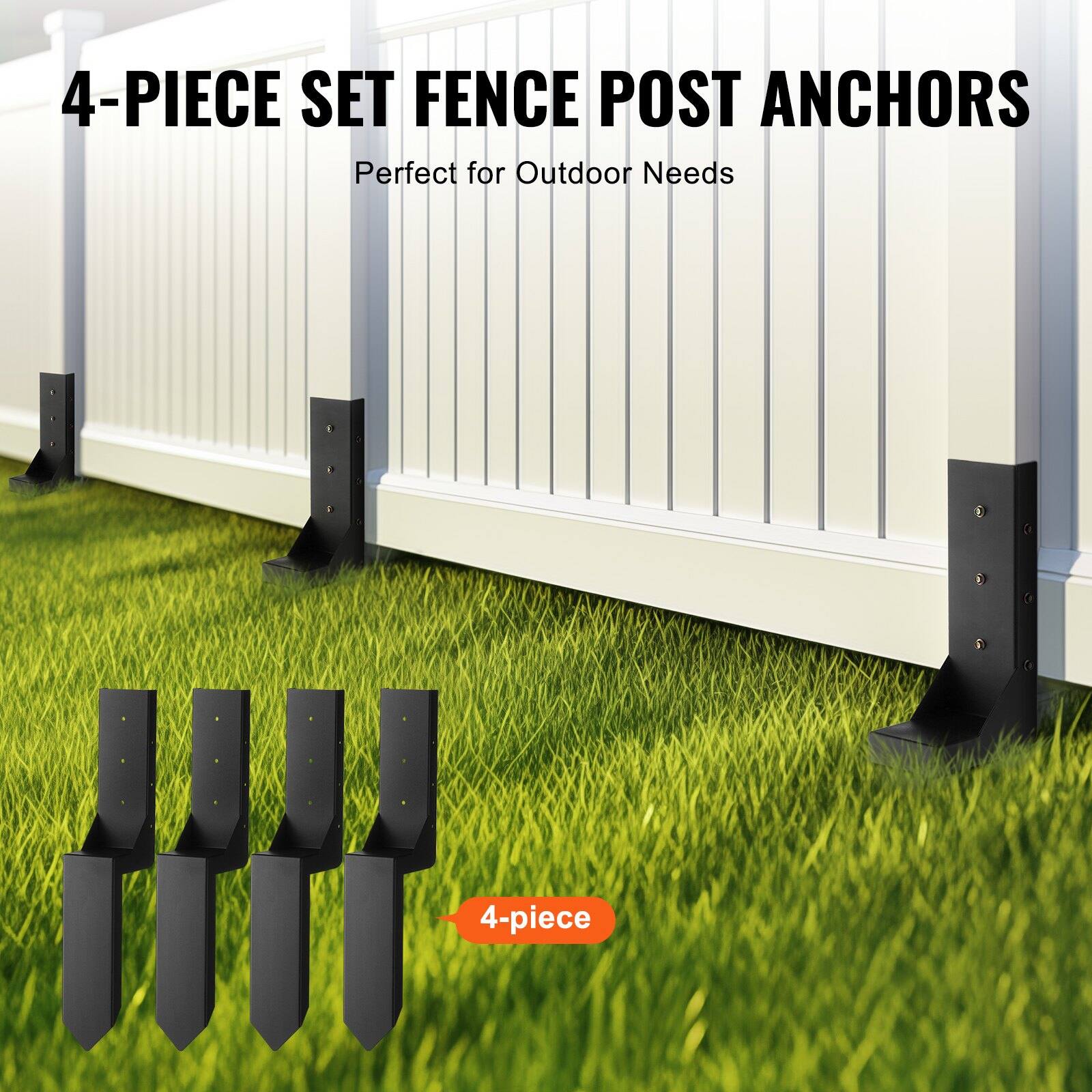 4-PIECE SET FENCE POST ANCHORS  
Perfect for Outdoor Needs  

4-piece
