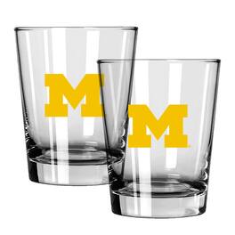 The Memory Company - Michigan Wolverines 15oz. Two-Pack Rocks Glass Gift Set - Multicolor
