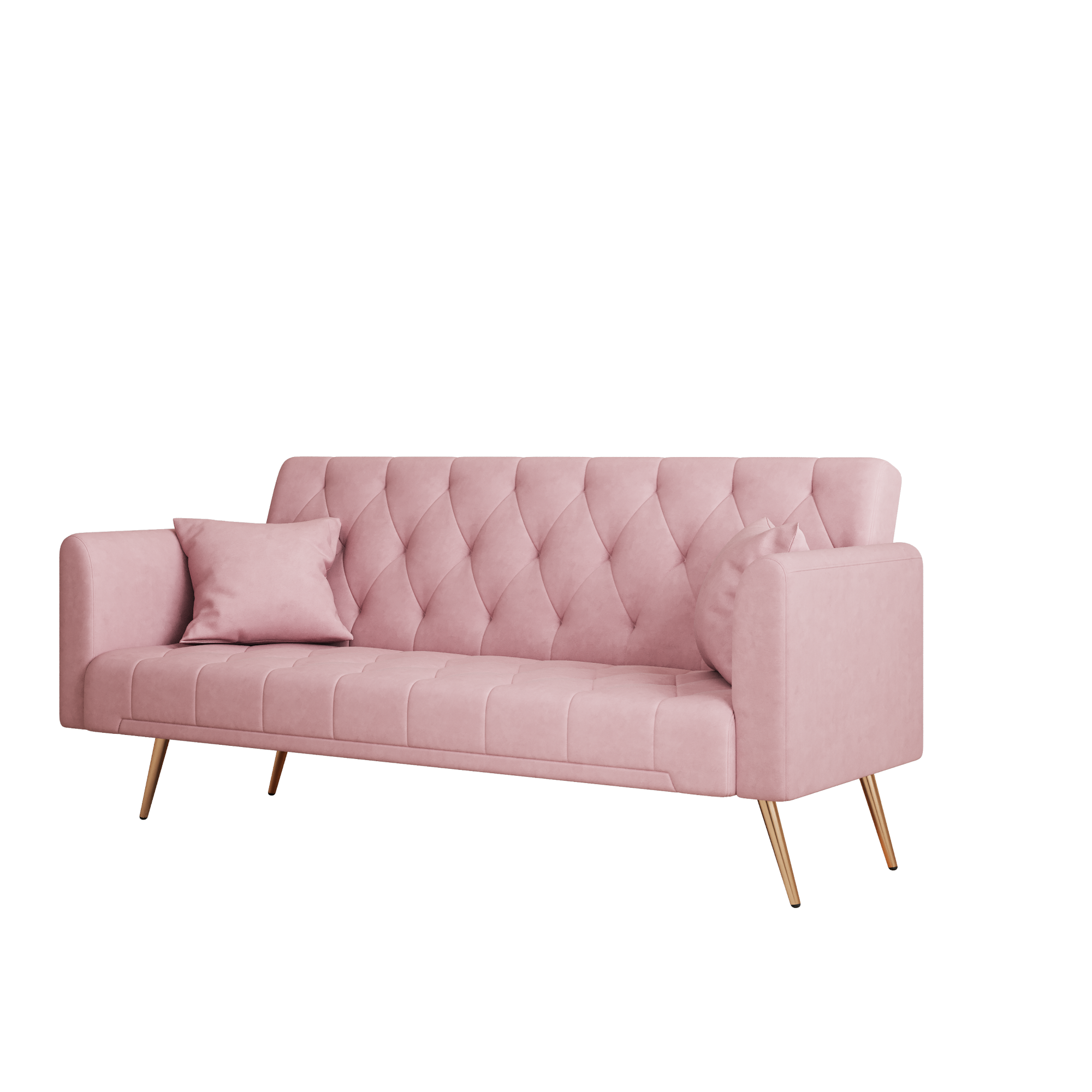 Alt View 9. GOODSILO - Convertible Velvet Sofa Bed with Adjustable Backrest for Small Spaces, Living Room and Office Use - Pink.