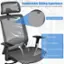 The text on the image reads: "Comfortable Sitting Experience Mesh backrest and seat for superior breathability High Density Mesh Breathable High Resilient Abrasion Resistant Easy to Clean."