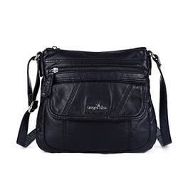 DORLUKFU - Angelkiss Small Womens Crossbody Bag Leather Shoulder Purse for Women Hobo Bag with Adjustable Shoulder Strap - Black