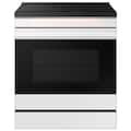 Samsung - 30 in. Wide 4 Burner Bespoke 6.3 Cu. Ft. Slide-In Electric Induction Range with Ambient Edge Lighting - White Glass