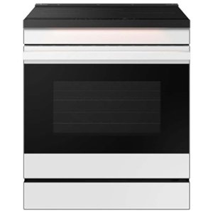 Samsung - Bespoke 6.3 Cu. Ft. Slide-In Electric Induction Range with Ambient Edge Lighting - White Glass