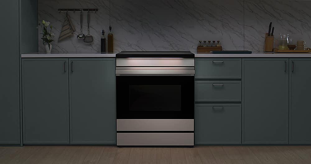 Alt View 25. Samsung - Bespoke 6.3 Cu. Ft. Slide-In Electric Induction Range with Ambient Edge Lighting - White Glass.