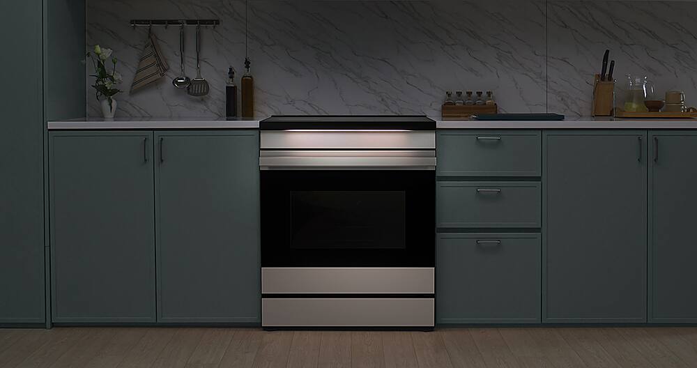 Alt View 25. Samsung - Bespoke 6.3 Cu. Ft. Slide-In Electric Induction Range with Ambient Edge Lighting - White Glass.