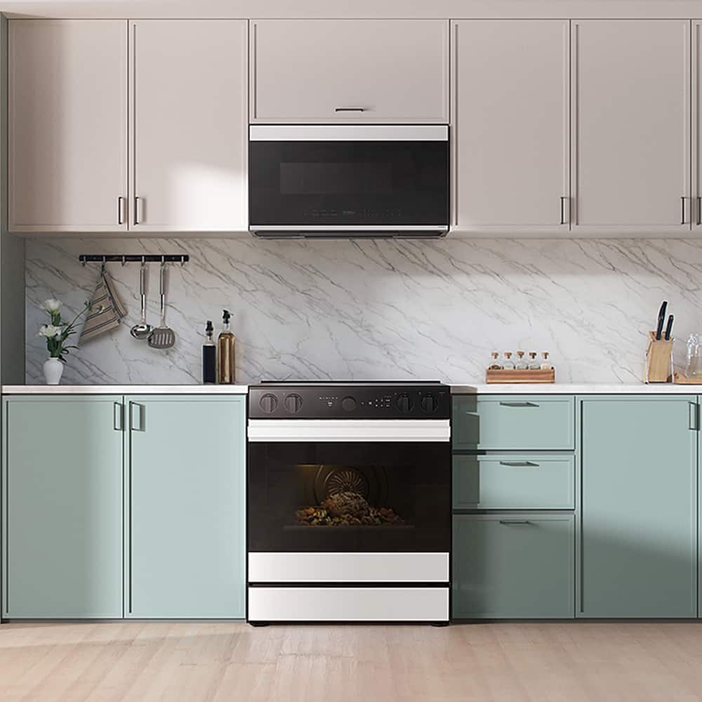 Alt View 11. Samsung - Bespoke 6.3 Cu. Ft. Slide-In Electric Range with Air Sous Vide - White Glass.