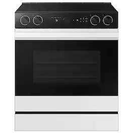 Samsung - Bespoke 6.3 Cu. Ft. Slide-In Electric Range with Smart Oven Camera - White Glass