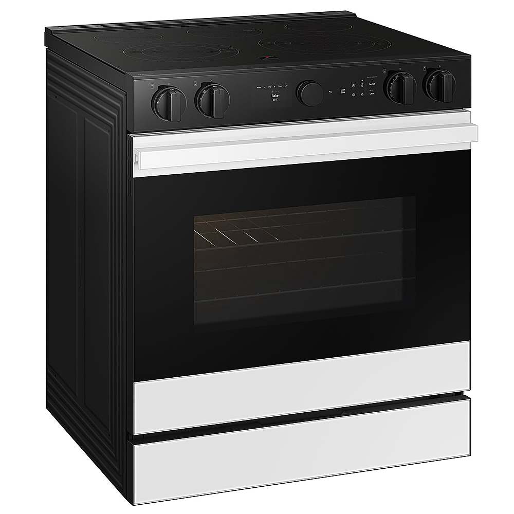 Alt View 15. Samsung - Bespoke 6.3 Cu. Ft. Slide-In Electric Range with Smart Oven Camera - White Glass.