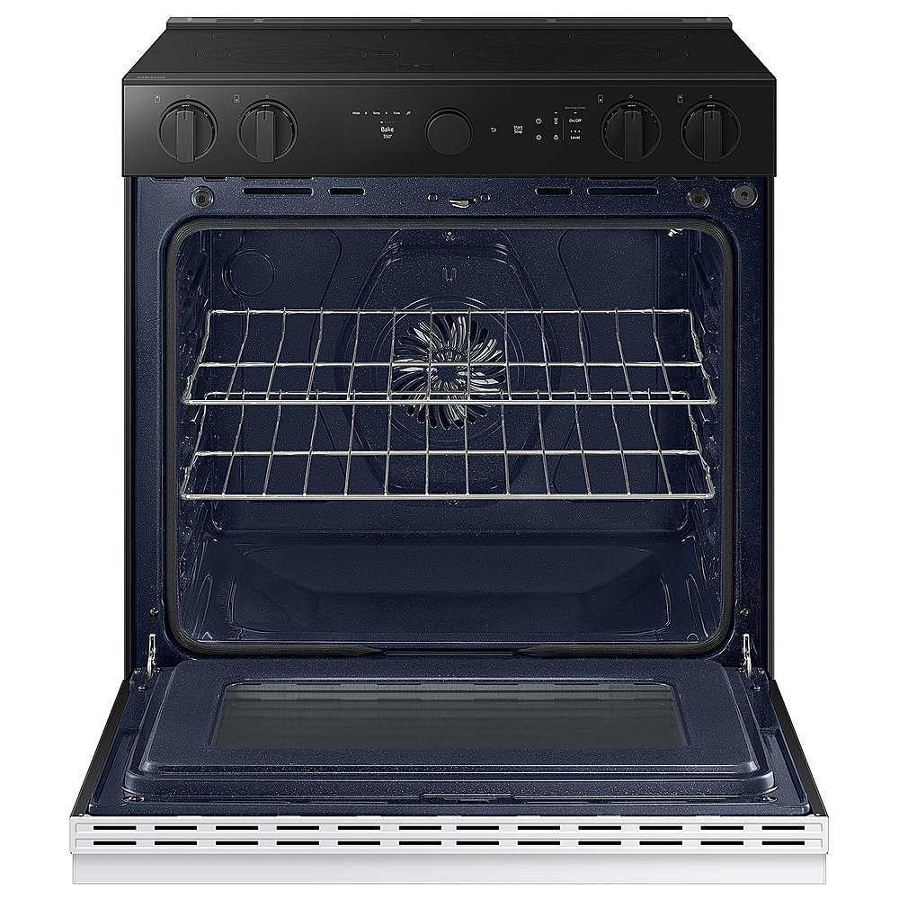 Alt View 17. Samsung - Bespoke 6.3 Cu. Ft. Slide-In Electric Range with Smart Oven Camera - White Glass.