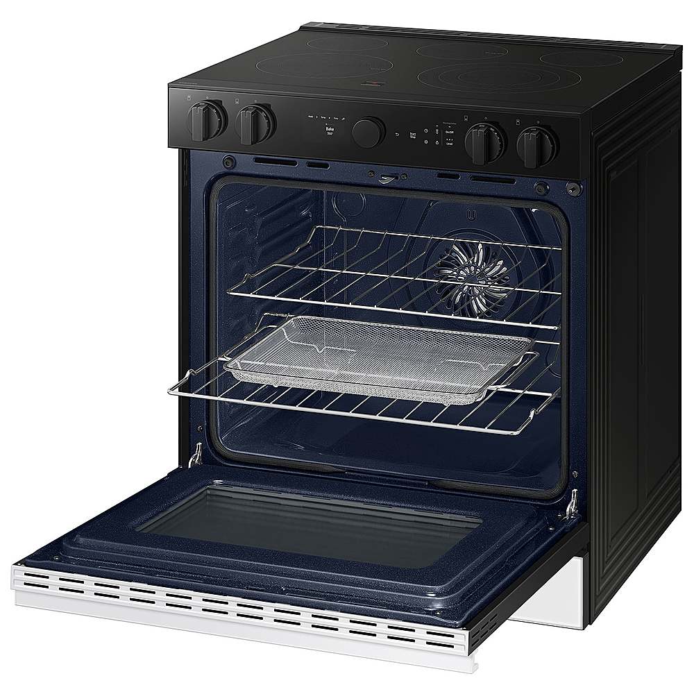 Alt View 18. Samsung - Bespoke 6.3 Cu. Ft. Slide-In Electric Range with Smart Oven Camera - White Glass.