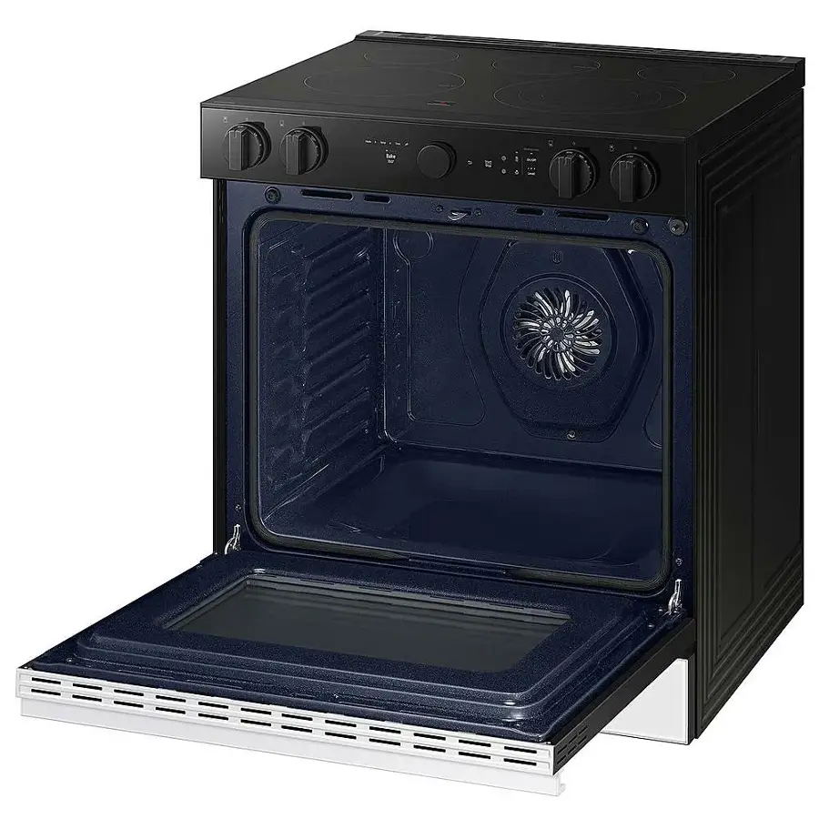 Alt View 19. Samsung - Bespoke 6.3 Cu. Ft. Slide-In Electric Range with Smart Oven Camera - White Glass.