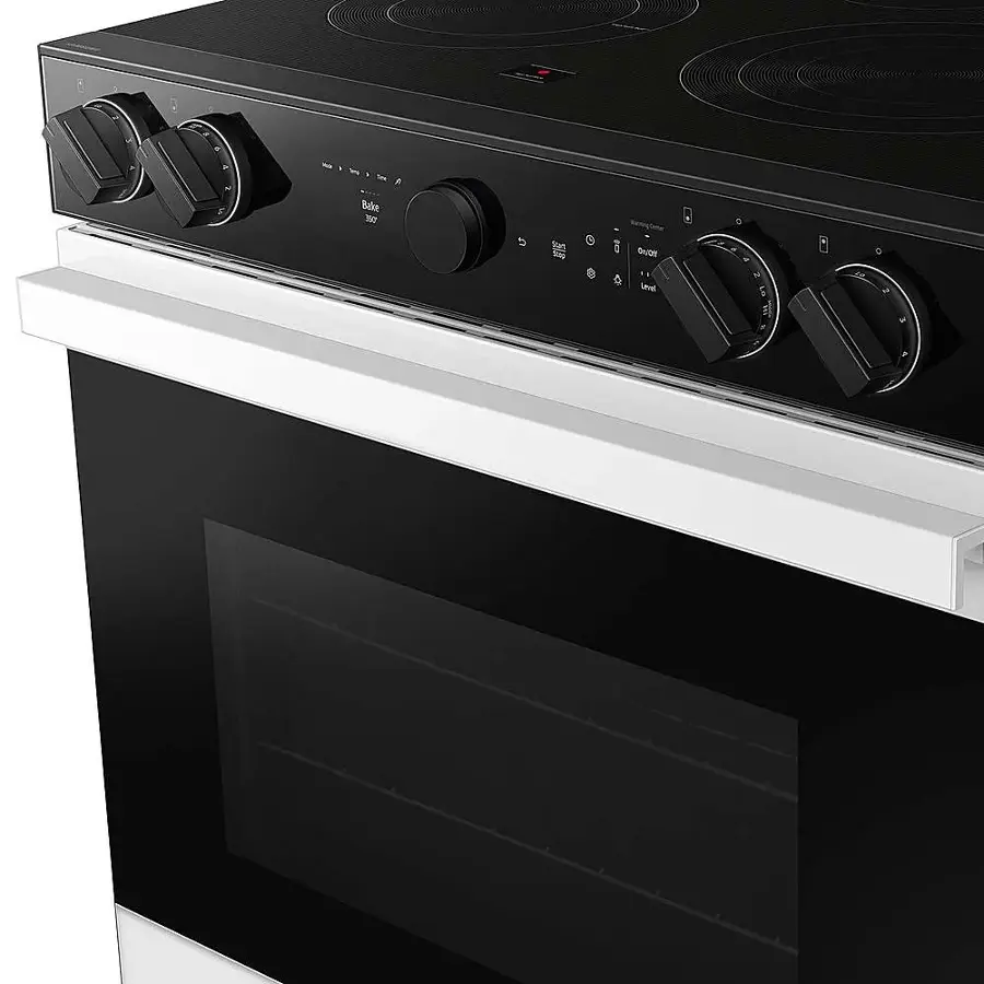 Alt View 20. Samsung - Bespoke 6.3 Cu. Ft. Slide-In Electric Range with Smart Oven Camera - White Glass.