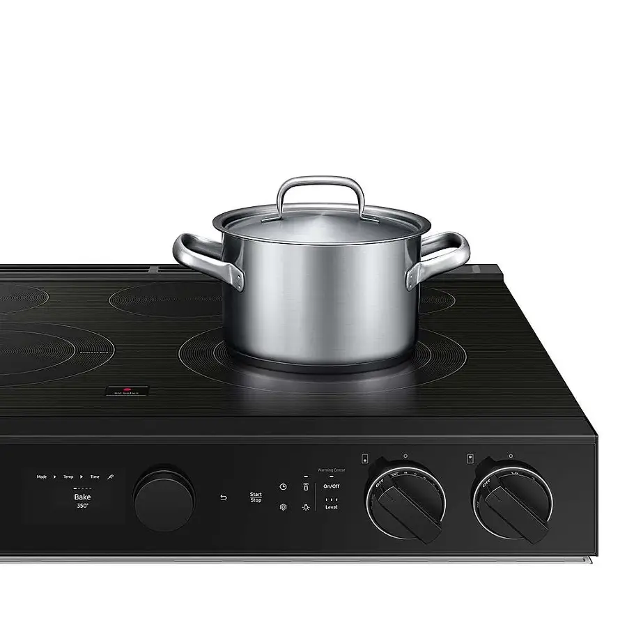 Alt View 21. Samsung - Bespoke 6.3 Cu. Ft. Slide-In Electric Range with Smart Oven Camera - White Glass.