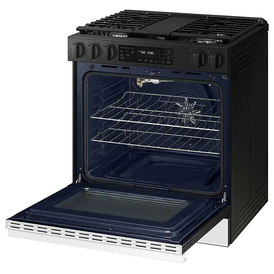 Alt View 14. Samsung - Bespoke 6.0 Cu. Ft. Slide-In Gas Range with Air Fry - White Glass.