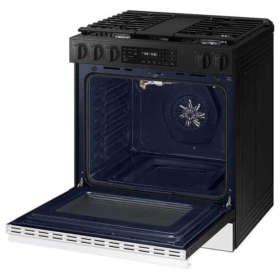 Alt View 15. Samsung - Bespoke 6.0 Cu. Ft. Slide-In Gas Range with Air Fry - White Glass.