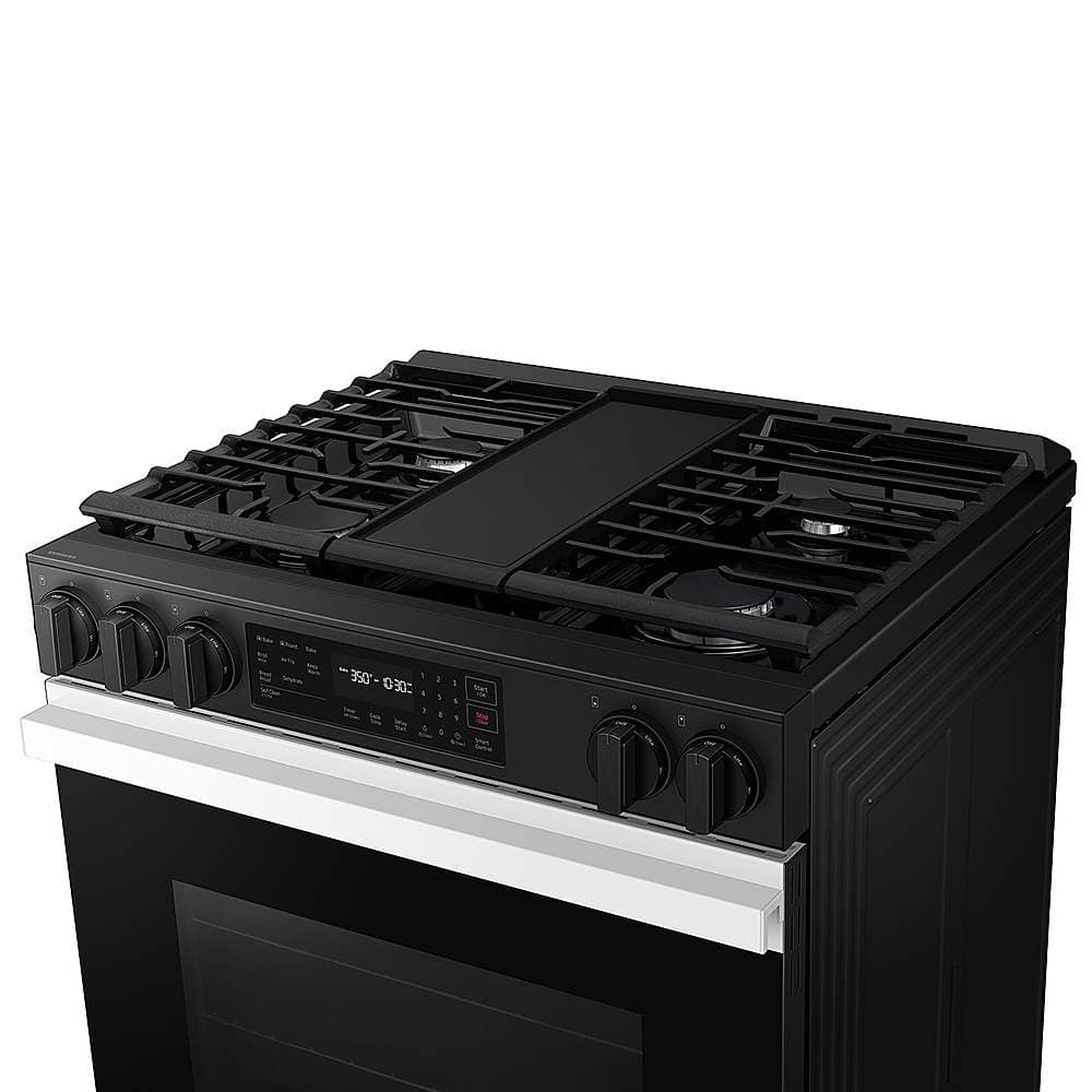 Alt View 16. Samsung - Bespoke 6.0 Cu. Ft. Slide-In Gas Range with Air Fry - White Glass.
