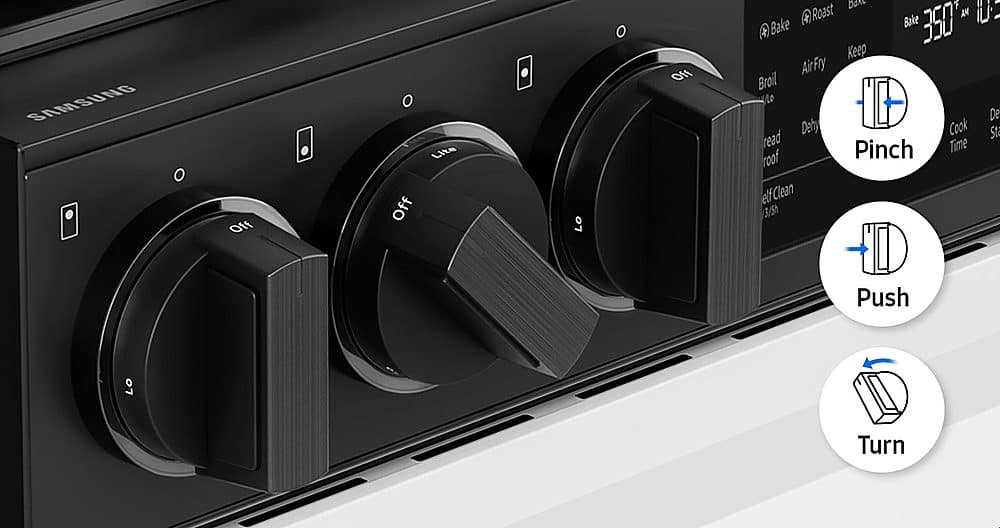 SAMSUNG O Off Lite Off LO Off Bakc Roast Bake 350 AM U & Bake Keep Air Fry Broil no De Dehy Cook St read Pinch Time roof elf Clean 3/5h Push LO Turn