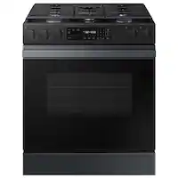 Samsung - Bespoke 6.0 Cu. Ft. Slide-In Gas Range with Precision Knobs - Matte Black Steel - Front_Zoom