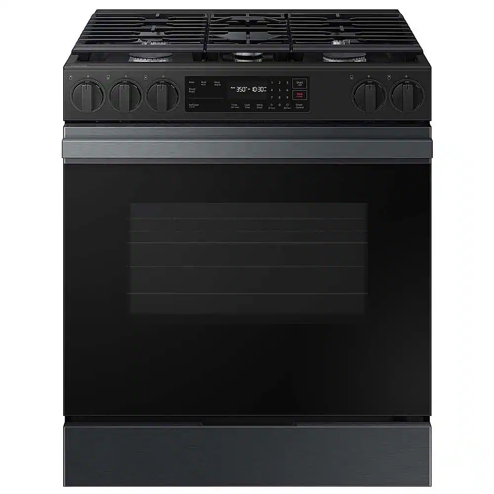 Samsung - Bespoke 6.0 Cu. Ft. Slide-In Gas Range with Precision Knobs - Matte Black Steel