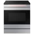 Samsung - 30 in. Wide 4 Burner Bespoke 6.3 Cu. Ft. Slide-In Electric Induction Range with Ambient Edge Lighting - Stainless Steel