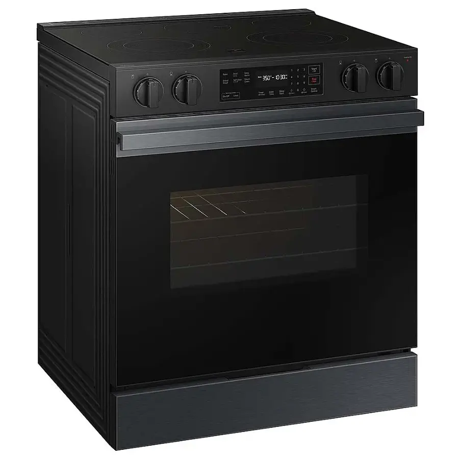 Alt View 12. Samsung - Bespoke 6.3 Cu. Ft. Slide-In Electric Range with Precision Knobs - Matte Black Steel.