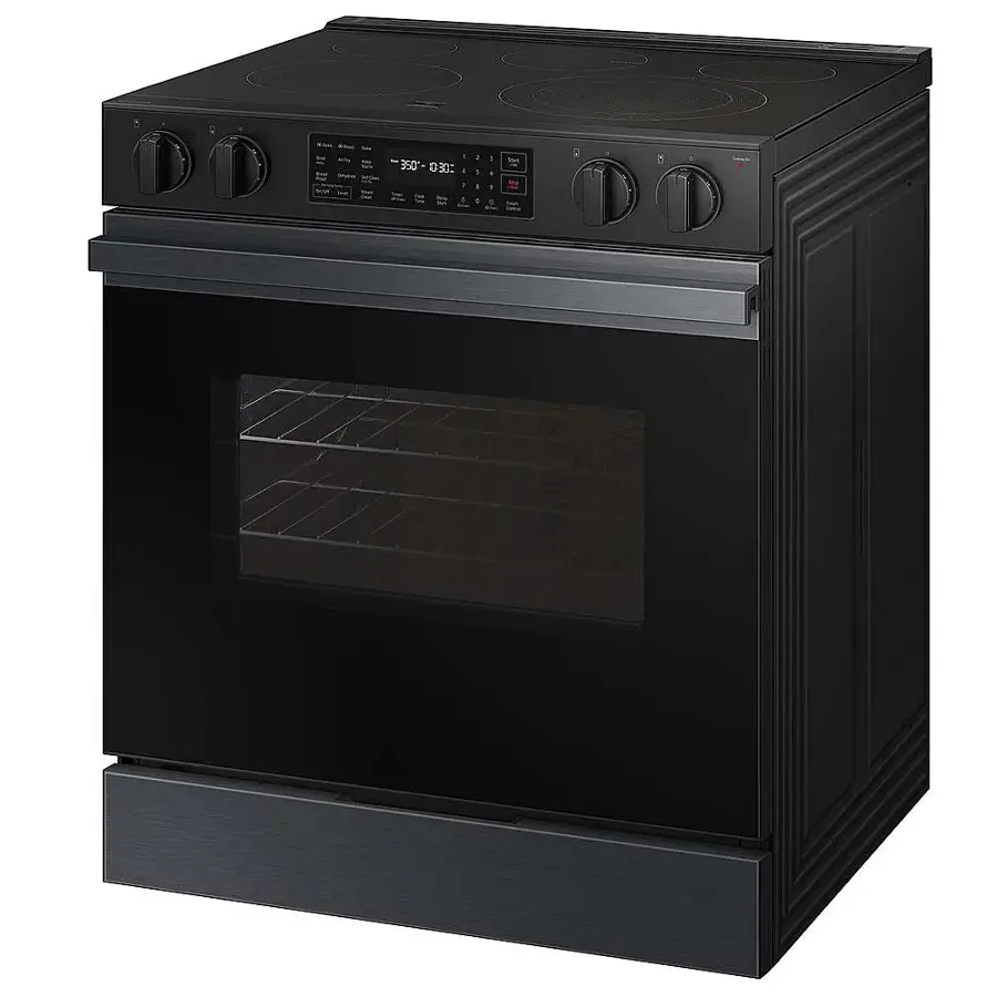 Alt View 13. Samsung - Bespoke 6.3 Cu. Ft. Slide-In Electric Range with Precision Knobs - Matte Black Steel.