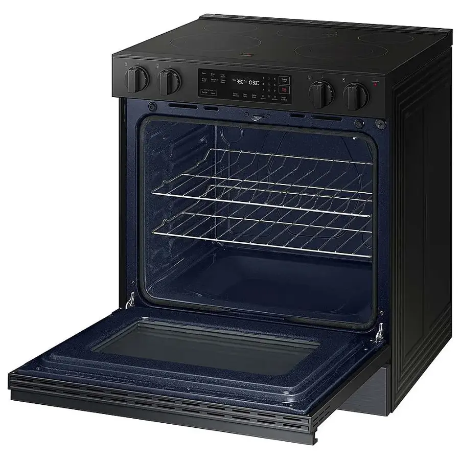 Alt View 15. Samsung - Bespoke 6.3 Cu. Ft. Slide-In Electric Range with Precision Knobs - Matte Black Steel.