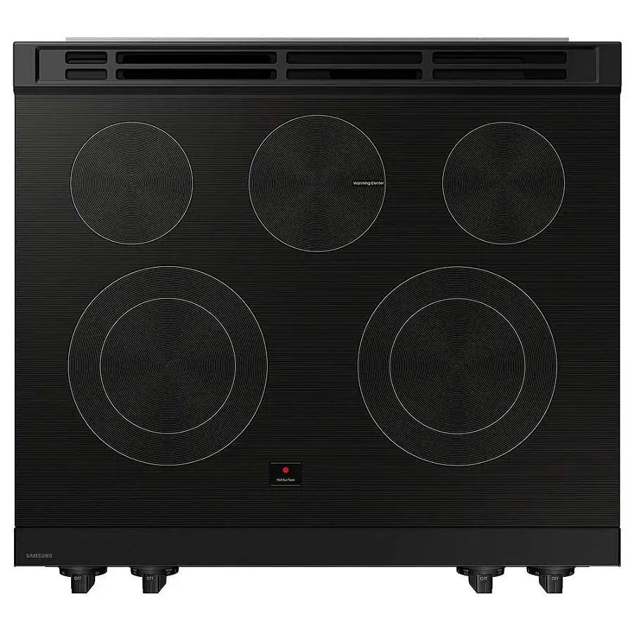 Alt View 20. Samsung - Bespoke 6.3 Cu. Ft. Slide-In Electric Range with Precision Knobs - Matte Black Steel.