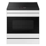 Samsung - Bespoke 6.3 Cu. Ft. Slide-In Electric Induction Range AI Home Display - White Glass