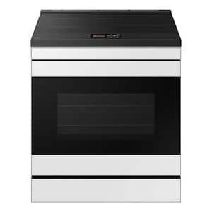 Samsung - Bespoke 6.3 Cu. Ft. Slide-In Electric Induction Range AI Home Display - White Glass