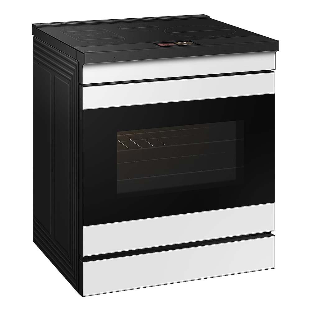 Alt View 15. Samsung - Bespoke 6.3 Cu. Ft. Slide-In Electric Induction Range AI Home Display - White Glass.