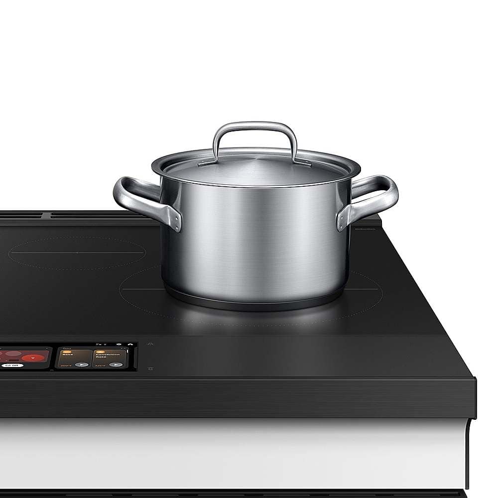 Alt View 20. Samsung - Bespoke 6.3 Cu. Ft. Slide-In Electric Induction Range AI Home Display - White Glass.