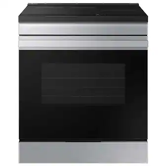 Front. Samsung - Bespoke 6.3 Cu. Ft. Slide-In Electric Induction Range with Anti-Scratch Glass Cooktop - Stainless Steel.