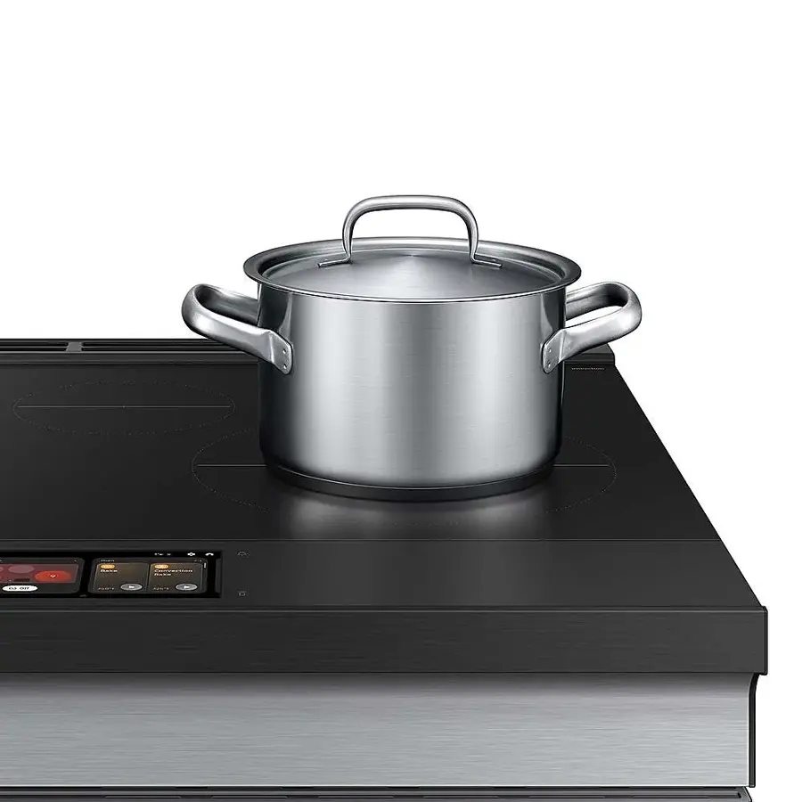 Alt View 23. Samsung - Bespoke 6.3 Cu. Ft. Slide-In Electric Induction Range with AI Home Display - Stainless Steel.
