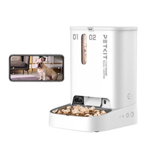 Petkit - Yumshare Dual-Hopper Wifi Enabled 5L Automatic Cat Feeder with Camera, 2-Way Audio and Smart App Control - White