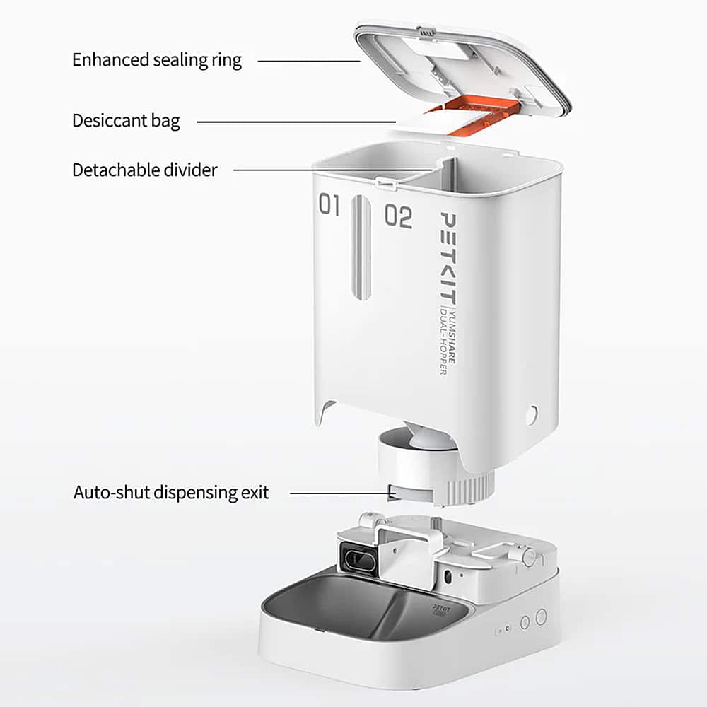 Alt View 11. Petkit - Yumshare Dual-Hopper Wifi Enabled 5L Automatic Cat Feeder with Camera, 2-Way Audio and Smart App Control - White.