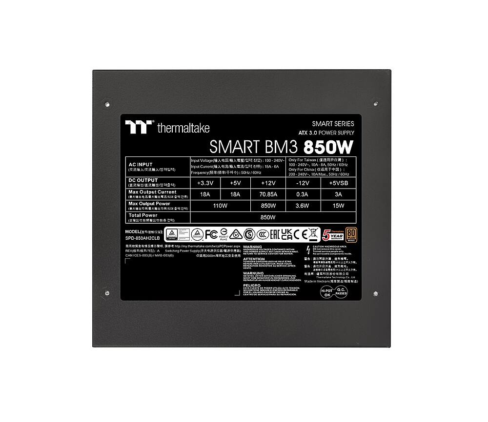 Alt View 14. Thermaltake - Smart BM3 80+ Bronze PCIE Gen 5 ATX 3.0 850W Semi-Modular Power Supply - Black.