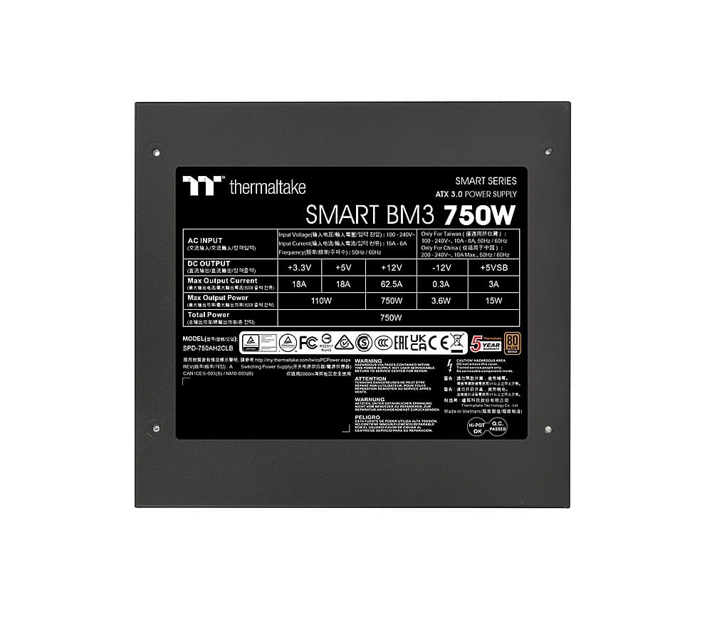 Alt View 14. Thermaltake - Smart BM3 80+ Bronze PCIE Gen 5 ATX 3.0 750W Semi-Modular Power Supply - Black.