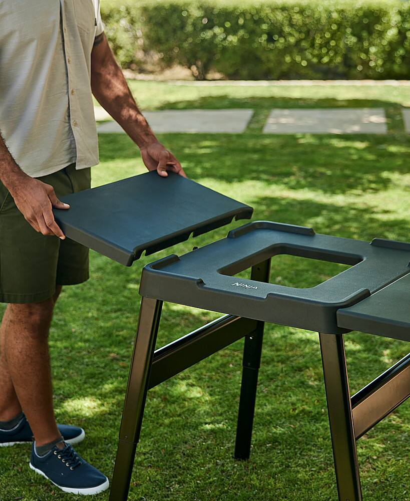 Alt View 13. Ninja - Attachable Table, Woodfire Universal Stand, Side Utensil Holder, Left or Right Compatible, Weather-Resistant - Black.