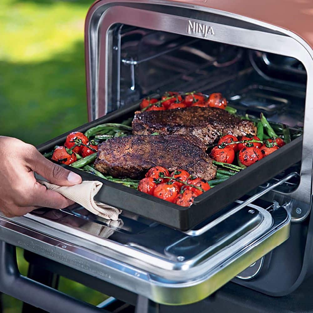 Alt View 14. Ninja - Attachable Table, Woodfire Universal Stand, Side Utensil Holder, Left or Right Compatible, Weather-Resistant - Black.