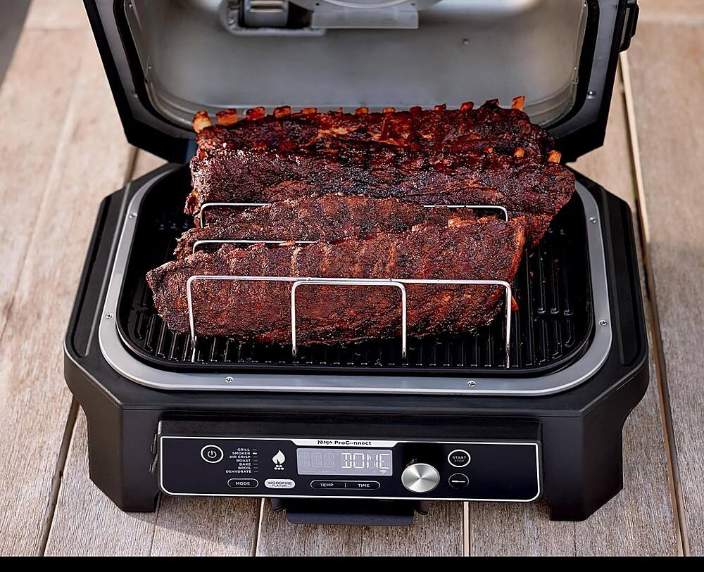 Alt View 12. Ninja - Ninja Woodfire Rib Rack, Compatible with Ninja OG800 and OG900 Series - Silver.