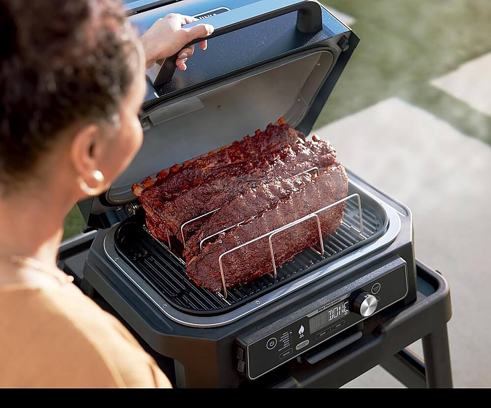 Alt View 13. Ninja - Ninja Woodfire Rib Rack, Compatible with Ninja OG800 and OG900 Series - Silver.