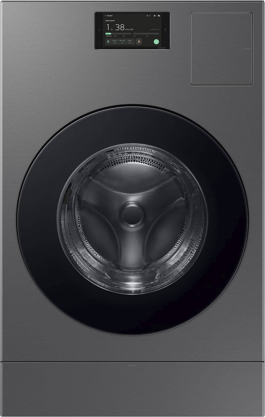 Front. Samsung - Bespoke AI 5.3 Cu. Ft. All-in-One Front Load Washer & Dryer Combo with Super Speed Wash and Ventless Heat Pump Dryer - Dark Steel.