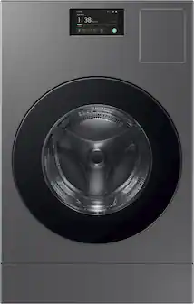 Front. Samsung - Bespoke AI 5.3 Cu. Ft. All-in-One Front Load Washer & Dryer Combo with Super Speed Wash and Ventless Heat Pump Dryer - Dark Steel.