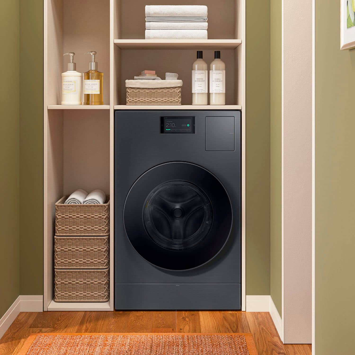 Alt View 15. Samsung - Bespoke AI 5.3 Cu. Ft. All-in-One Front Load Washer & Dryer Combo with Super Speed Wash and Ventless Heat Pump Dryer - Dark Steel.